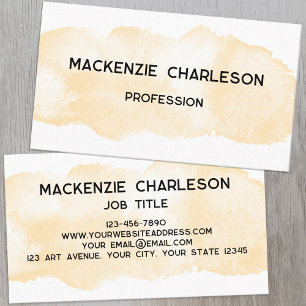 Simple Watercolor Paint Brushstroke Yellow Business Card