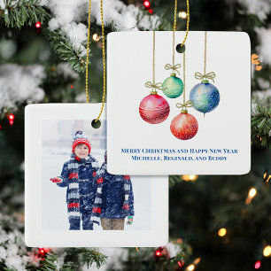 Simple Watercolor Photo Christmas Ornaments