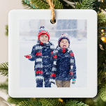 Simple Watercolor Photo Christmas Ornaments<br><div class="desc">This design features a Merry Christmas ornament perfect for any Christmas Tree with a minimal minimalist,  classic photo,  with elegant white calligraphy script typography,  a stylish trendy,  red background with a modern minimalist clean simple style,  and an elegant chic,  holiday gift idea.</div>