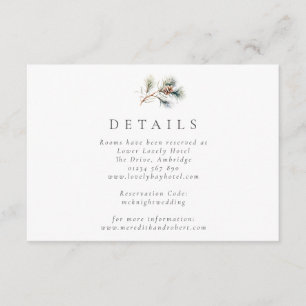 Simple Watercolor Pine Branch Winter Wedding Enclosure Card