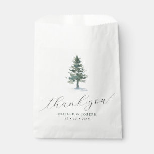 Simple Watercolor Pine Tree Thank You Wedding Favour Bags