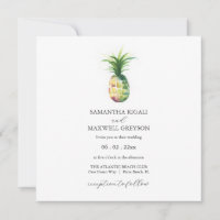 Simple Watercolor Pineapple Wedding Invite
