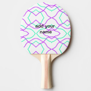 Simple watercolor pink blue add name text ping pong paddle