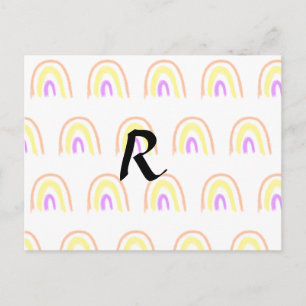 Simple watercolor rainbow pattern add monogram tex invitation postcard