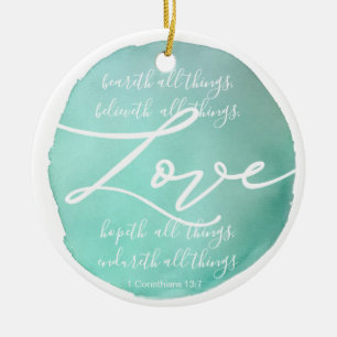 Simple watercolor religious love scripture ceramic tree decoration