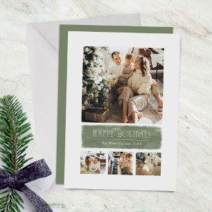 Simple Watercolor Sage Green Holiday Collage