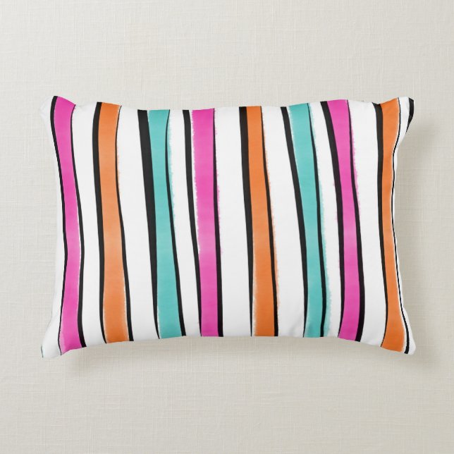 Simple Watercolor Stripe Pattern Decorative Cushion (Front)