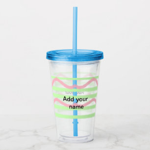 Simple watercolor stripes monogram add name tex t acrylic tumbler