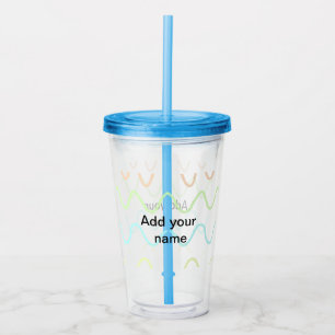 Simple watercolor stripes monogram add name tex t acrylic tumbler