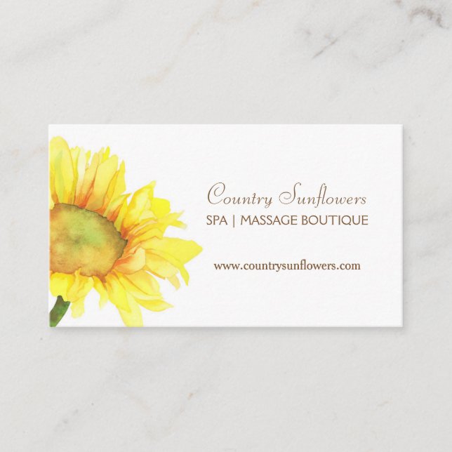 Simple Watercolor Sunflower Business Cards (Front)