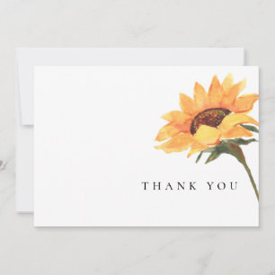 Simple Watercolor Sunflower Wedding Thank You