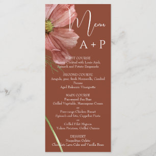 Simple Watercolor Terracotta Floral Wedding  Menu