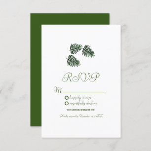 Simple Watercolor Tropical Botany Palm Leaves RSVP Invitation