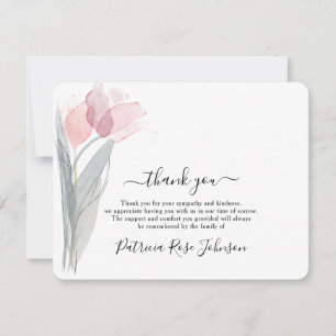 Simple Watercolor Tulip Funeral Memorial Thank You