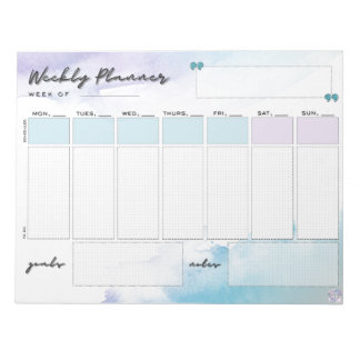 Simple Watercolor Weekly Planner Notepad