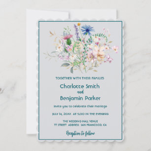 Simple Watercolor wildflower bouquet flora wedding Save The Date