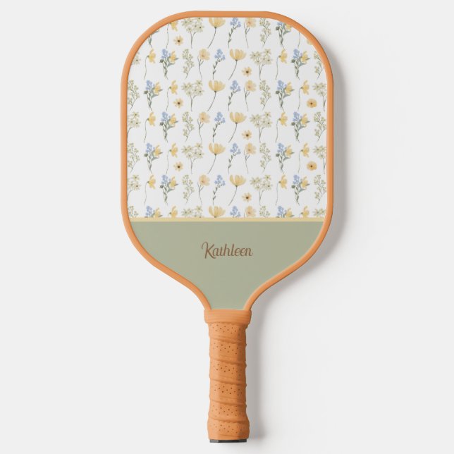Simple Watercolor Wildflower  Pickleball Paddle (Front)