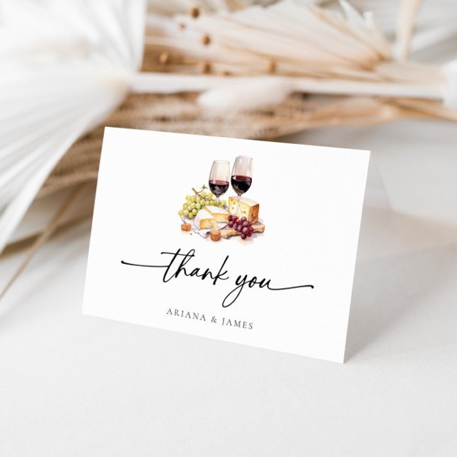 Simple Watercolor Wine & Cheese Thank You Card (Creator Uploaded)