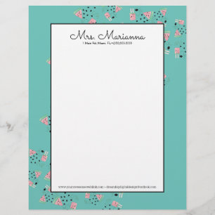 Simple Watermelon Ice Cream Pattern Custom Letterhead