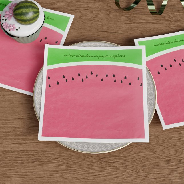 Simple Watermelon Pink and Green Summer BBQ Party Napkin (Perfect for enjoying your feast in style during the sunny watermelon season!)
