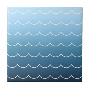 Simple Wave Pattern Calm Blue Gradient Tile