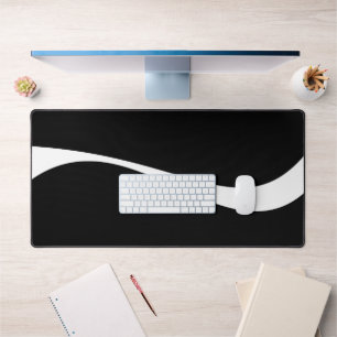 Simple Waves 2 - Black and White Desk Mat