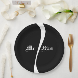 Simple Waves 2 - Custom Black and White Paper Plate