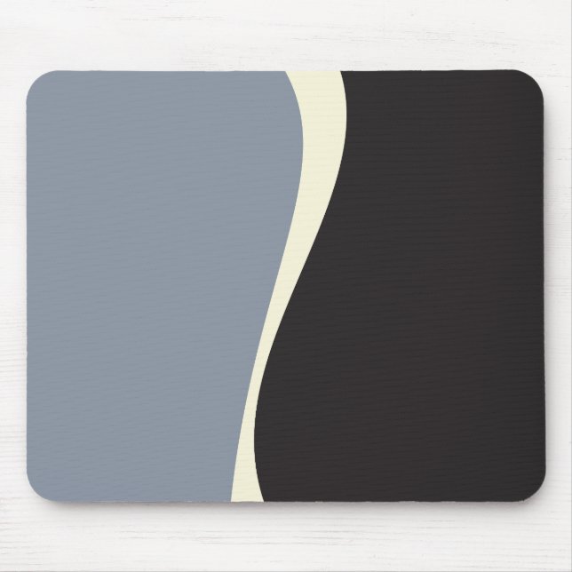 Simple Waves 2 in Black, Grey and Cream Mouse Pad (Front)
