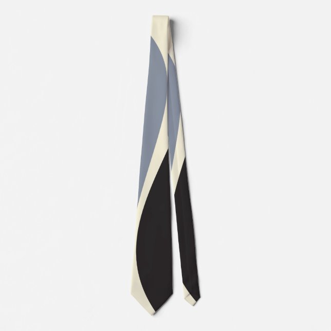 Simple Waves 2 in Black, Grey and Cream Tie (Front)