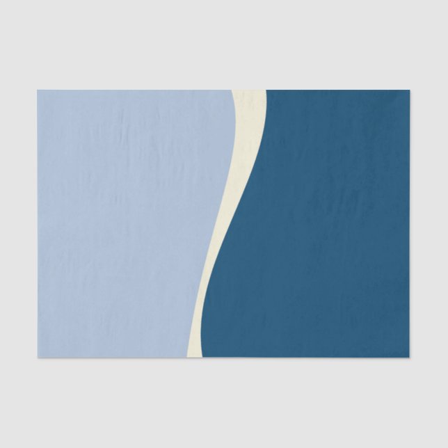 Simple Waves 2 in Dark Blue, Light Blue and Cream Tissue Paper (Front)