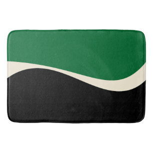 Simple Waves 2 in Green, Cream and Black  Bath Mat