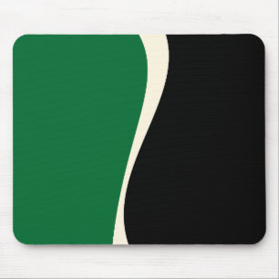 Simple Waves 2 in Green, Cream and Black Mouse Pad