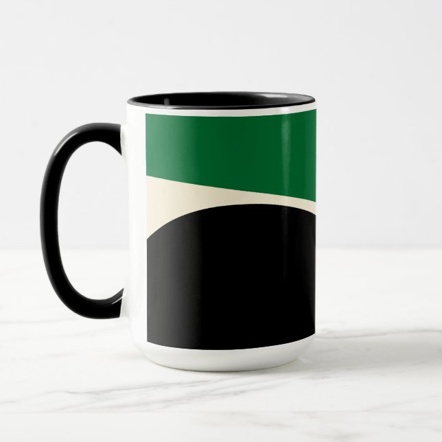 Simple Waves 2 in Green, Cream and Black  Mug (Left)