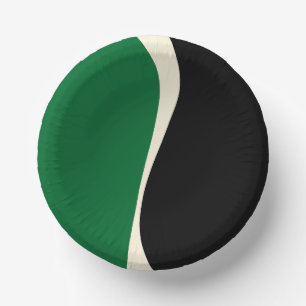 Simple Waves 2 in Green, Cream and Black  Paper Plate