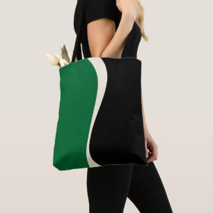 Simple Waves 2 in Green, Cream and Black Tote Bag