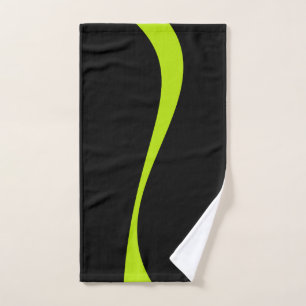 Simple Waves 2 in Lime Green and Black Bath Towel Set