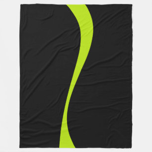 Simple Waves 2 in Lime Green and Black Fleece Blanket