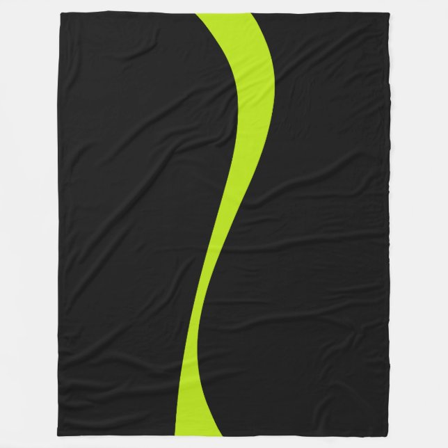 Simple Waves 2 in Lime Green and Black Fleece Blanket (Front)