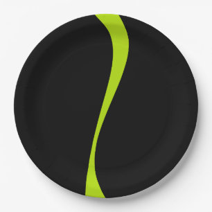 Simple Waves 2 in Lime Green and Black Paper Plate