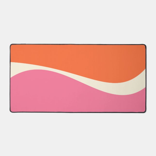 Simple Waves 2 in Pink, Orange, and Cream Desk Mat (Front)