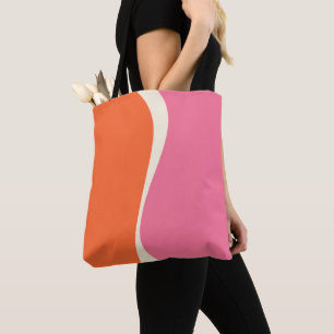 Simple Waves 2 in Pink, Orange, and Cream Tote Bag