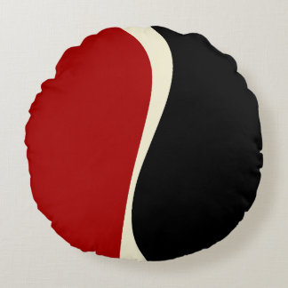 Simple Waves 2 in Red and Cream Round Cushion