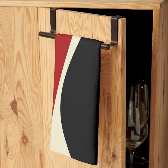 Simple Waves 2 in Red and Cream Tea Towel (Thirds Fold)