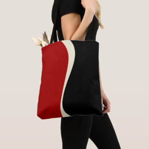 Simple Waves 2 in Red and Cream Tote Bag