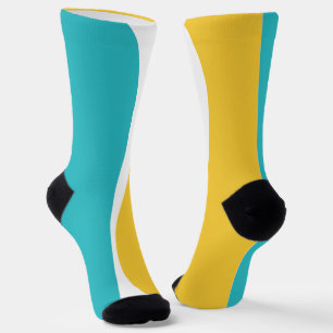 Simple Waves 2 in Turquoise, Yellow, and White Socks