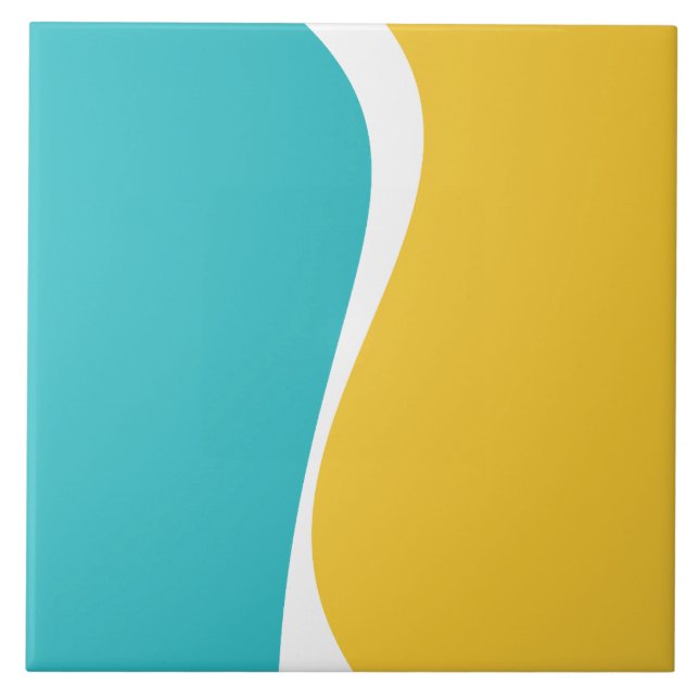 Simple Waves 2 in Turquoise, Yellow, and White Tile (Front)