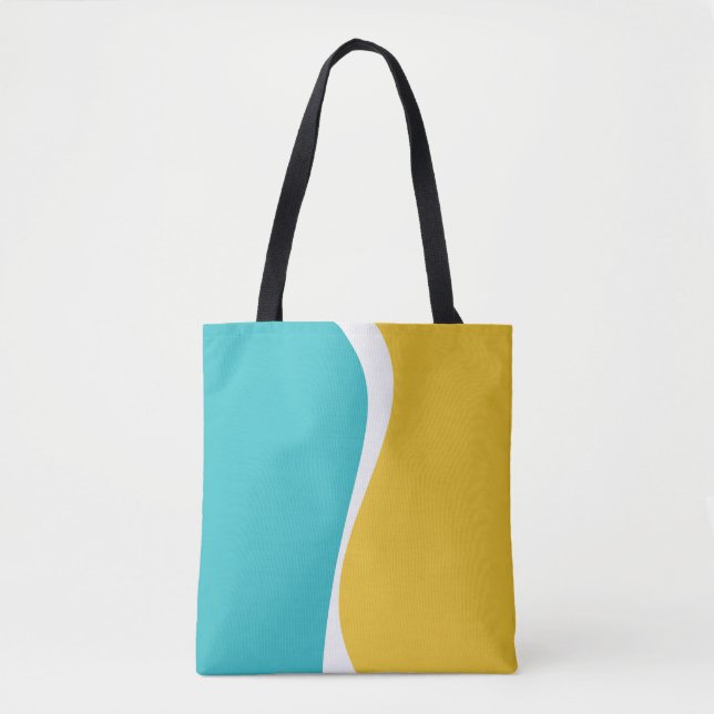 Simple Waves 2 in Turquoise, Yellow, and White Tote Bag (Front)