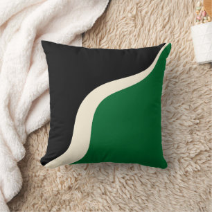 Simple Waves 3 in Green, Cream and Black  Cushion