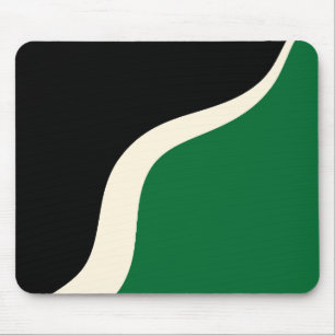 Simple Waves 3 in Green, Cream and Black  Mouse Pad