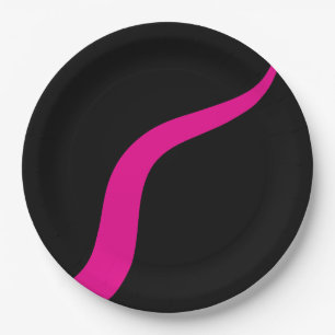 Simple Waves 3 in Magenta and Black Paper Plate